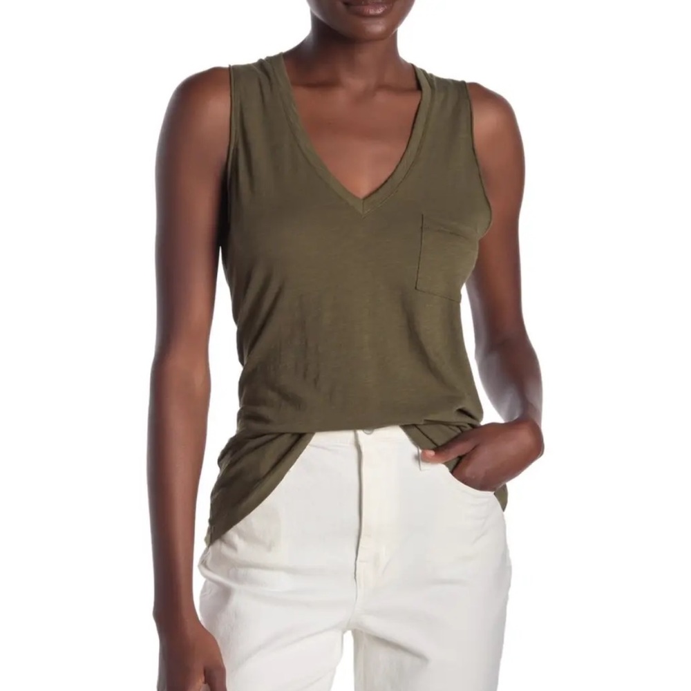 Madewell Army Green Sleeveless V-Neck